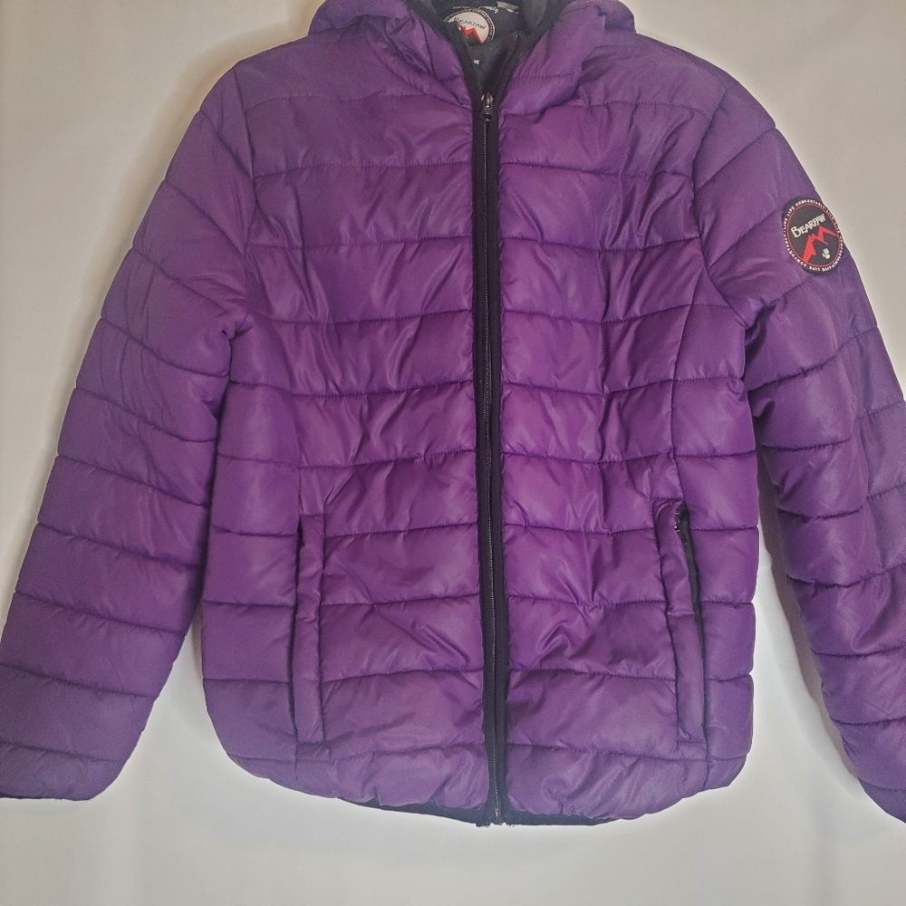 Bear Paw Girls/women's Size S Purple zip front hooded med weight jacket